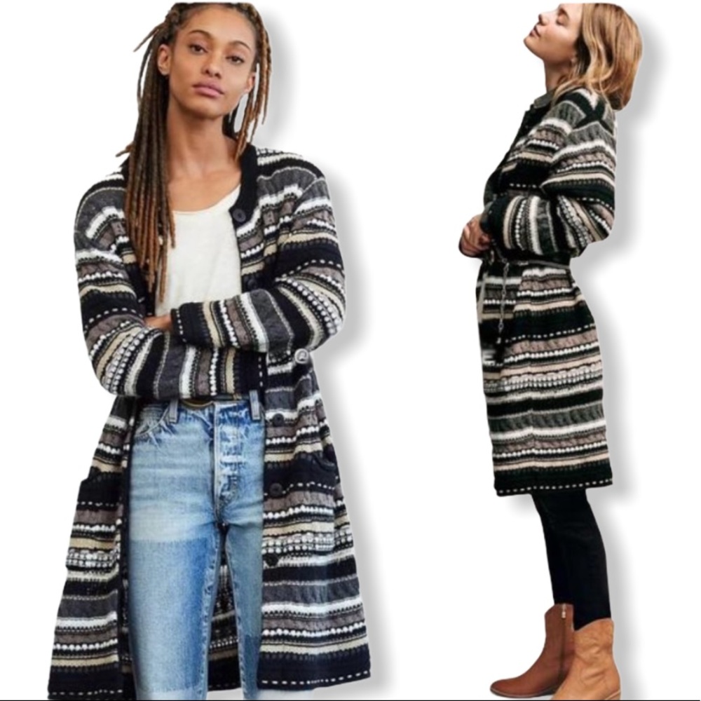 Aldomartin X Anthropologie Oona Longline Button Front Knit Cardigan